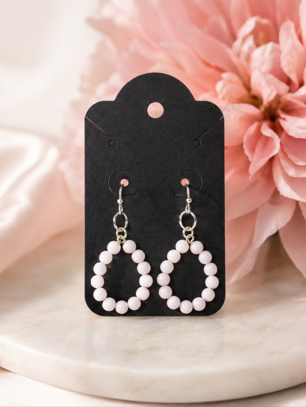 🌸2/$16🌸 Pale Pink Handmade Beaded Hoop Drop Earrings - Women Jewelry